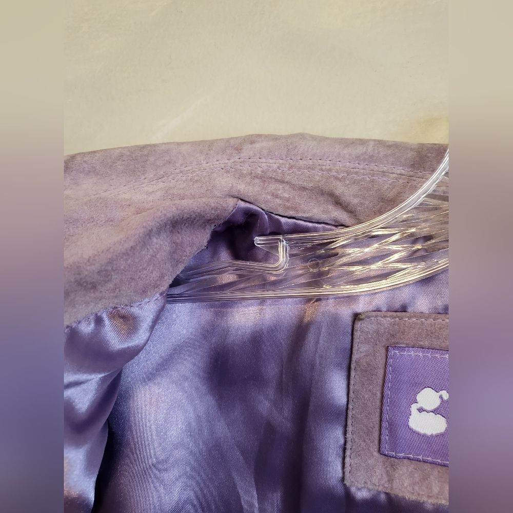 Vintage GUESS Leather Suede Short Lavender Cinch Waist Jacket Size M - Picture 6 of 15